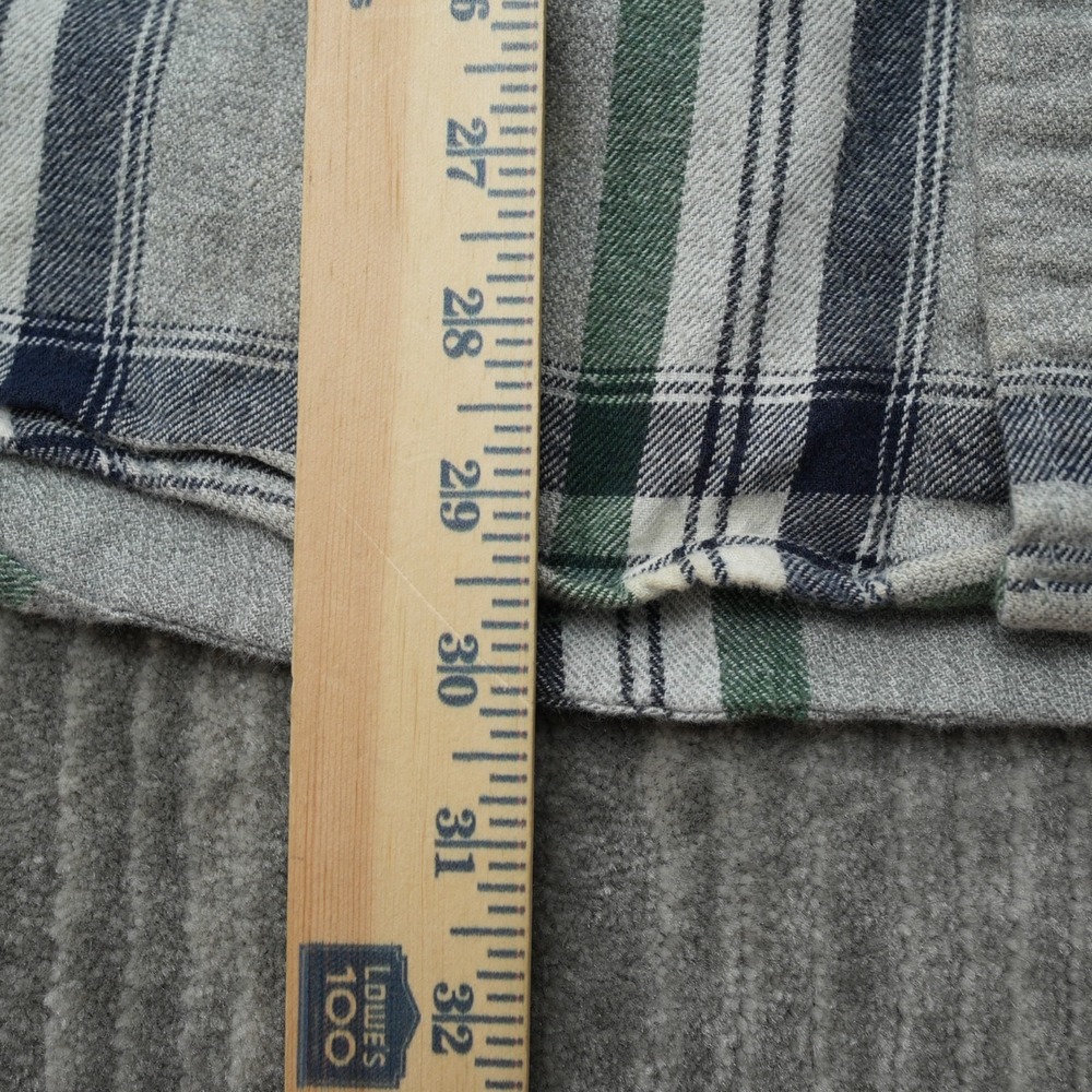 Old Navy Vintage Flannel Men Gray Green Plaid Soft Long Sleeve Button Up Large - Picture 5 of 11